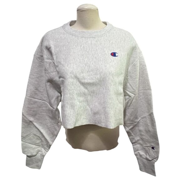 Champion Reverse Weave Heavyweight Long Sleeve Crewneck Cropped Sweatshirt Sz La - Picture 1 of 11